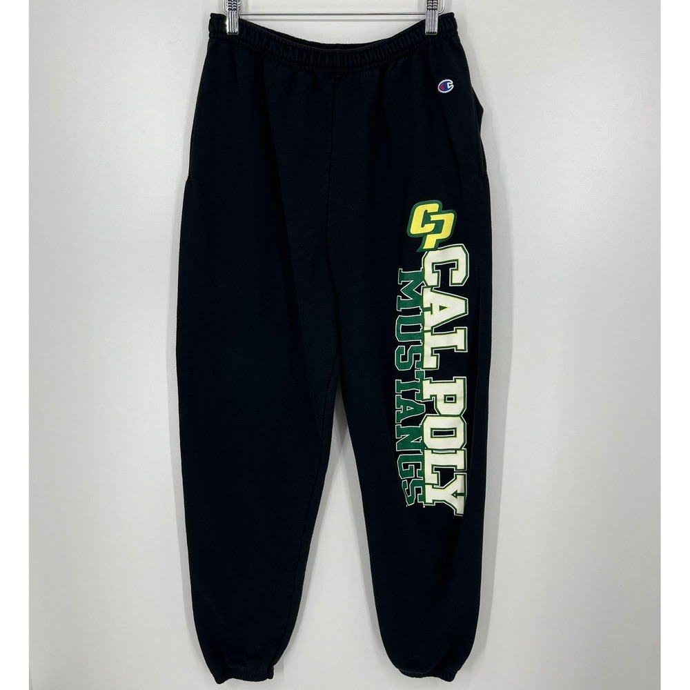 Champion Cal Poly Mustangs Mens Black Fleece Sweatpants Joggers Large